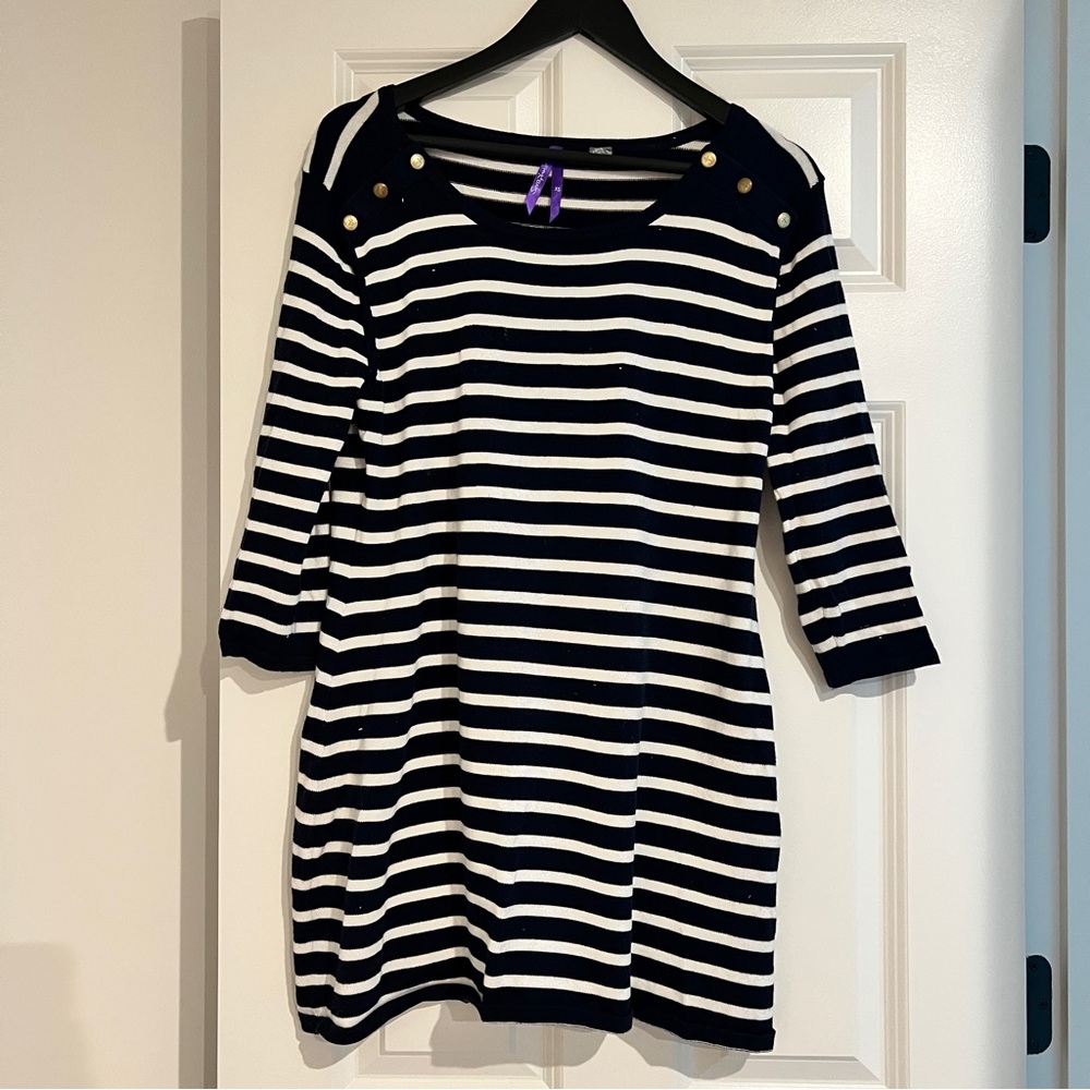 Seraphine Navy and Cream Striped Top